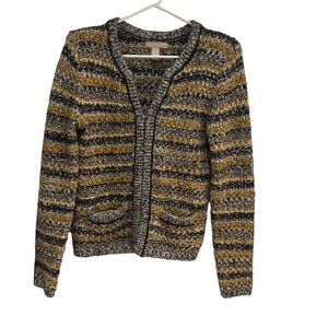 2/$14 ❤️ Banana Republic Stripped Cardigan Sweater w Shoulder Pads